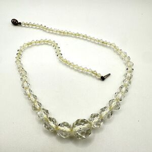 Vintage glass graduated bead crystal necklace, 16”!